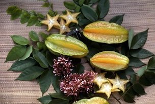Carambola fruit, flowers and leaves