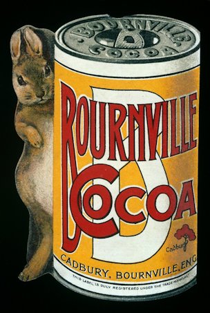 Die-cut leaflet advertising Bournvelle cocoa, Ca. Cadbury Ltd.